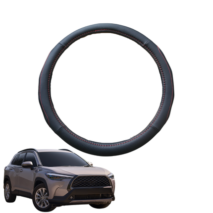 Steering Wheel Cover for Toyota Corolla Cross 2020 - Current (XG10) - Black Microfiber Leather - Circle 38 cm