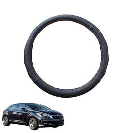 Steering Wheel Cover for Citroen DS 5 2011 - 2018 - Black Microfiber Leather - Circle 38 cm