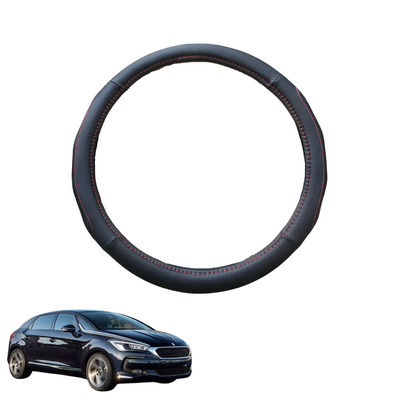 Steering Wheel Cover for Citroen DS 5 2011 - 2018 - Black Microfiber Leather - Circle 38 cm