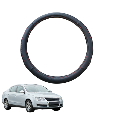 Steering Wheel Cover for VolksWagen Passat 2006 - 2015 (B6 B7 CC) - Black Microfiber Leather - Circle 38 cm