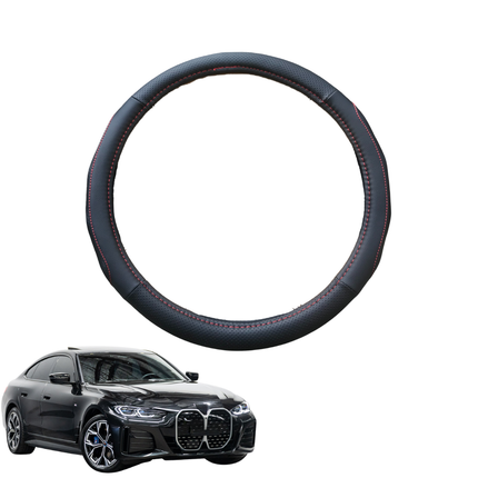 Steering Wheel Cover for BMW i4 Gran coupe 2022 - Current (G26) - Black Microfiber Leather - Circle 38 cm