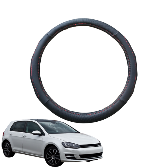 Steering Wheel Cover for VolksWagen Golf 2013 - 2021 Hatch/Wagon (MK7) - Black Microfiber Leather - Circle 38 cm