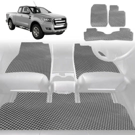 6D Diamond Car Floor Mats for Ford Ranger 2012 - 2015 (PX Dual Cab Ute) - Custom-Fit Carpet Liner - 0