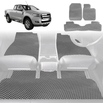 6D Diamond Car Floor Mats for Ford Ranger 2012 - 2015 (PX Dual Cab Ute) - Custom-Fit Carpet Liner - 0