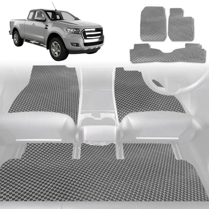 6D Diamond Car Floor Mats for Ford Ranger 2012 - 2015 (PX Dual Cab Ute) - Custom-Fit Carpet Liner - 0