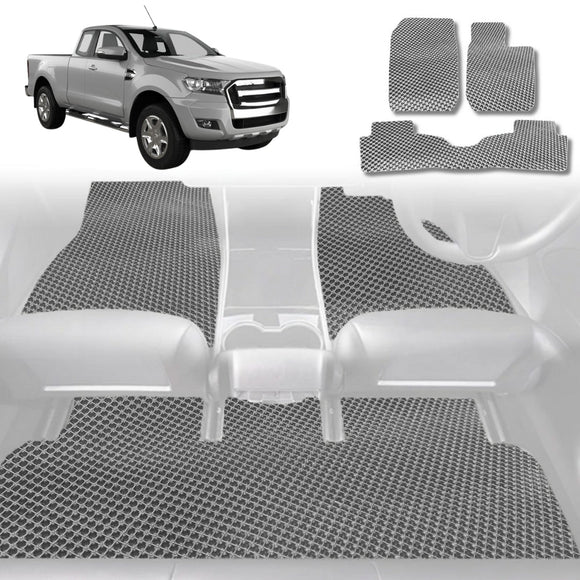 6D Diamond Car Floor Mats for Ford Ranger 2012 - 2015 (PX Dual Cab Ute) - Custom-Fit Carpet Liner