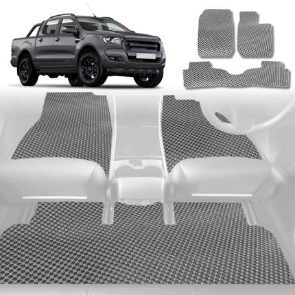 6D Diamond Car Floor Mats for Ford Ranger 2015 - 2018 (PX2 Dual Cab Ute) - Custom-Fit Carpet Liner - 0
