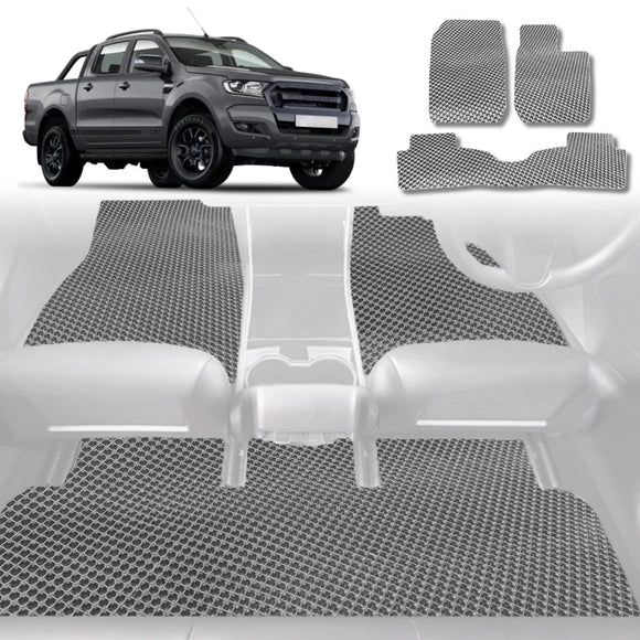 6D Diamond Car Floor Mats for Ford Ranger 2015 - 2018 (PX2 Dual Cab Ute) - Custom-Fit Carpet Liner