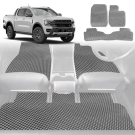 6D Diamond Car Floor Mats for Ford Ranger 2018 - 2022 (PX3 Dual Cab Ute) - Custom-Fit Carpet Liner - 0