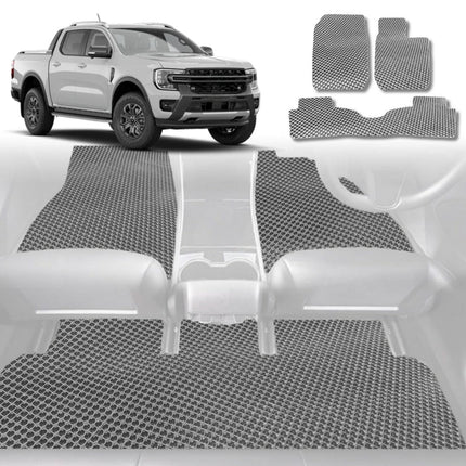 6D Diamond Car Floor Mats for Ford Ranger 2018 - 2022 (PX3 Dual Cab Ute) - Custom-Fit Carpet Liner - 0
