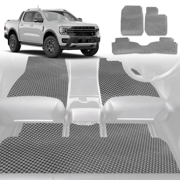 6D Diamond Car Floor Mats for Ford Ranger 2018 - 2022 (PX3 Dual Cab Ute) - Custom-Fit Carpet Liner