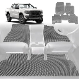 6D Diamond Car Floor Mats for Ford Ranger 2022 - Current PX Mk3 - Custom-Fit Carpet Liner - 0