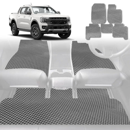 6D Diamond Car Floor Mats for Ford Ranger 2022 - Current PX Mk3 - Custom-Fit Carpet Liner - 0