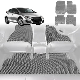 6D Diamond Car Floor Mats for Honda Civic 2012 - 2016 (Hatch, 9th Gen) - Custom-Fit Carpet Liner - 0