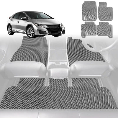 6D Diamond Car Floor Mats for Honda Civic 2012 - 2016 (Hatch, 9th Gen) - Custom-Fit Carpet Liner - 0