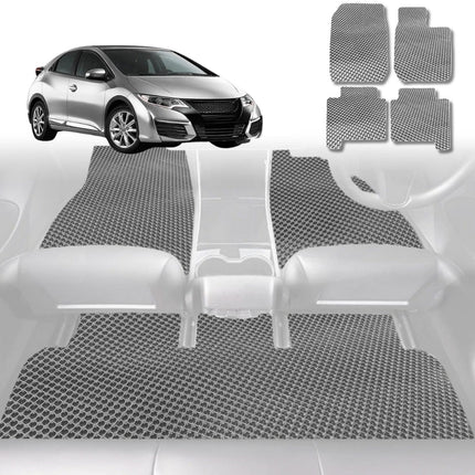 6D Diamond Car Floor Mats for Honda Civic 2012 - 2016 (Hatch, 9th Gen) - Custom-Fit Carpet Liner - 0