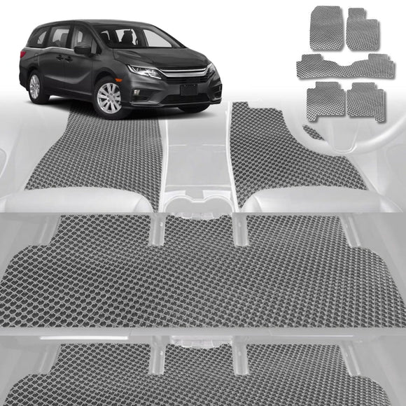 6D Diamond Car Floor Mats for Honda Odyssey 2014 - 2020 Luxury 7 Seater (ViL) - Custom-Fit Carpet Liner