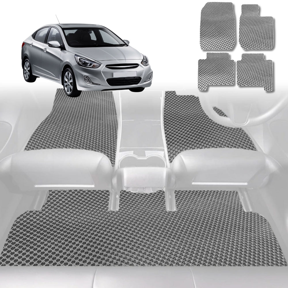 6D Diamond Car Floor Mats for Hyundai Accent 2011 - 2018 (R8) - Custom-Fit Carpet Liner - 0