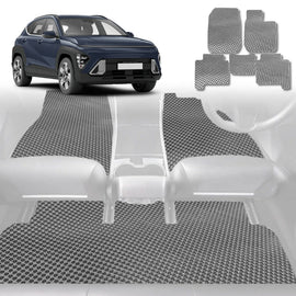6D Diamond Car Floor Mats for Hyundai Kona 2023 - Current (SX2 Petrol) - Custom-Fit Carpet Liner - 0