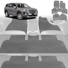 6D Diamond Car Floor Mats for Hyundai Palisade 2021 - Current 8 Seater - Custom-Fit Carpet Liner - 0