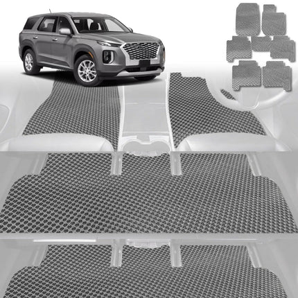 6D Diamond Car Floor Mats for Hyundai Palisade 2021 - Current 8 Seater - Custom-Fit Carpet Liner - 0