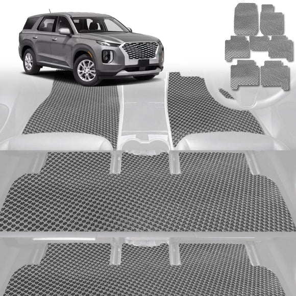 6D Diamond Car Floor Mats for Hyundai Palisade 2021 - Current 8 Seater - Custom-Fit Carpet Liner