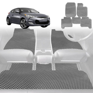 6D Diamond Car Floor Mats for Hyundai Veloster 2011 - 2018 (FS) - Custom-Fit Carpet Liner - 0