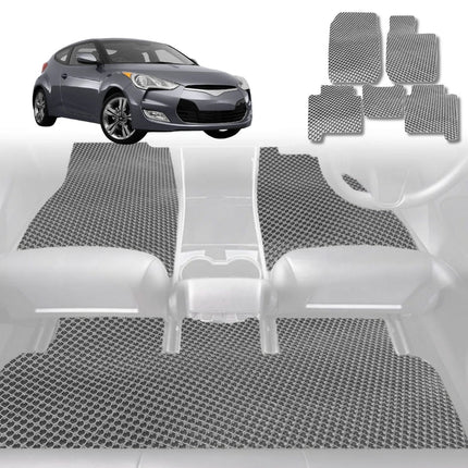 6D Diamond Car Floor Mats for Hyundai Veloster 2011 - 2018 (FS) - Custom-Fit Carpet Liner - 0