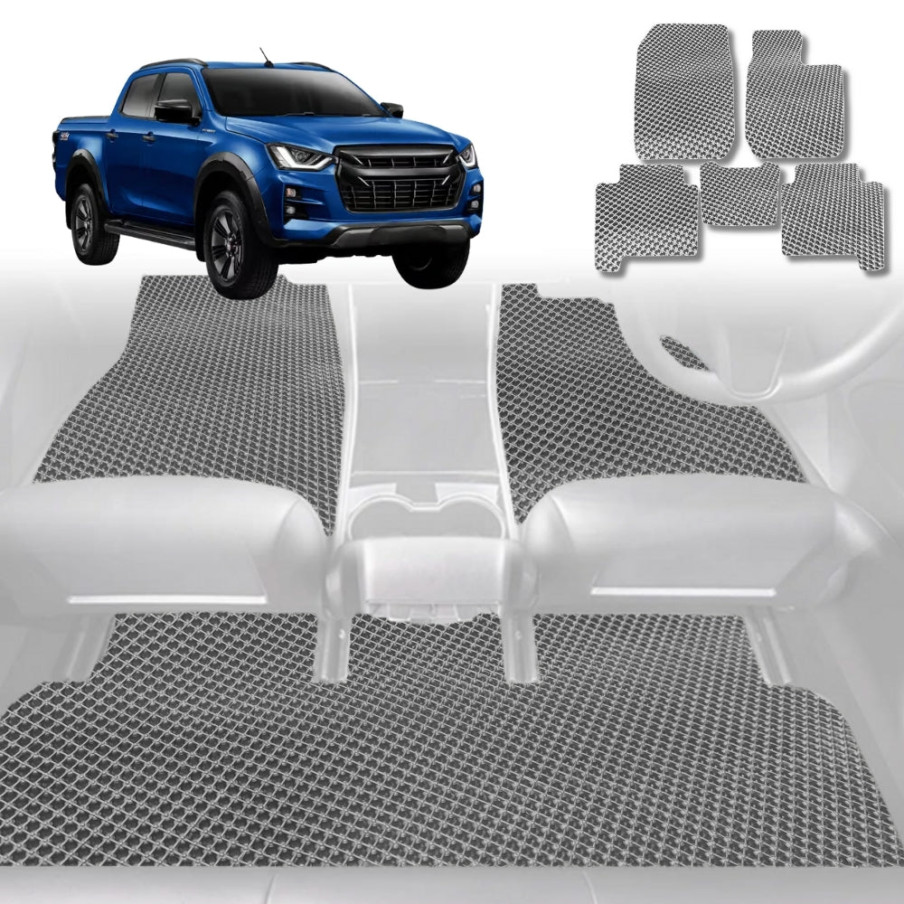 6D Diamond Car Floor Mats for Isuzu D-Max Crew Cab 2011 - 2020 (RT50/85) - Custom-Fit Carpet Liner - 0