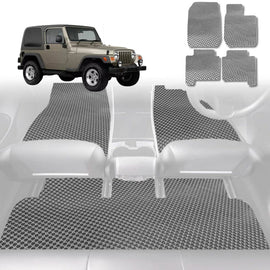 6D Diamond Car Floor Mats for Jeep Wrangler 1996 - 2006 (TJ) - Custom-Fit Carpet Liner - 0