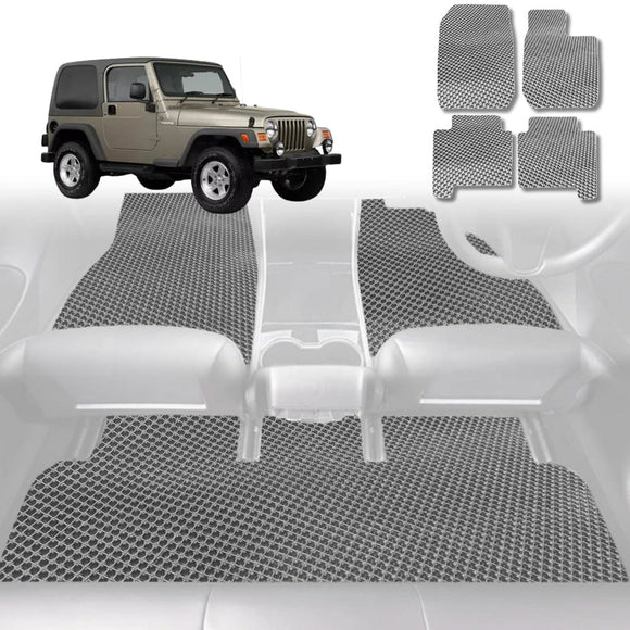 6D Diamond Car Floor Mats for Jeep Wrangler 1996 - 2006 (TJ) - Custom-Fit Carpet Liner