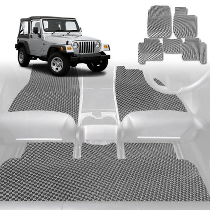 6D Diamond Car Floor Mats for Jeep Wrangler 2006 - 2018 (2-Door JK) - Custom-Fit Carpet Liner - 0