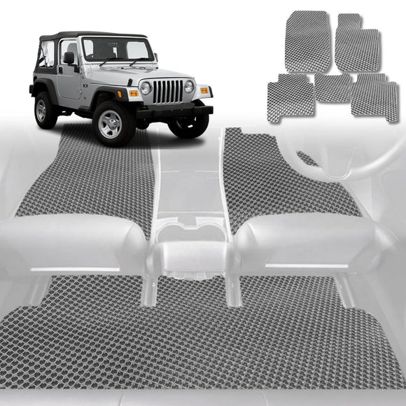 6D Diamond Car Floor Mats for Jeep Wrangler 2006 - 2018 (2-Door JK) - Custom-Fit Carpet Liner