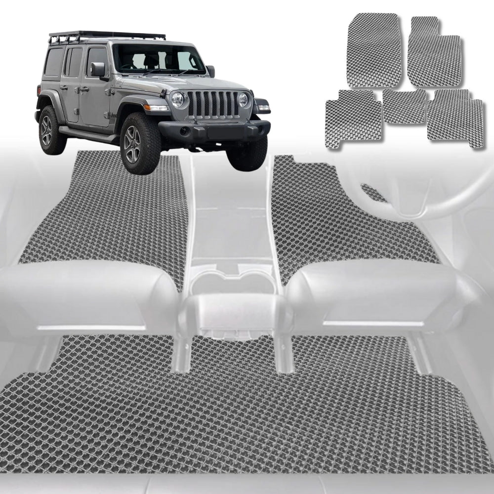 6D Diamond Car Floor Mats for Jeep Wrangler 2018 - Current (2-Door JL) - Custom-Fit Carpet Liner - 0