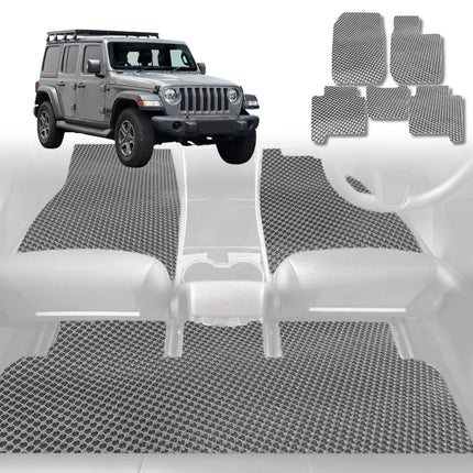 6D Diamond Car Floor Mats for Jeep Wrangler 2018 - Current (2-Door JL) - Custom-Fit Carpet Liner - 0