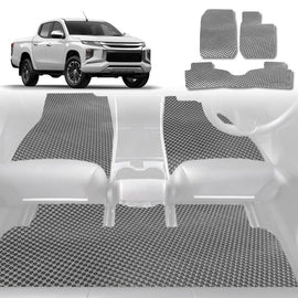 6D Diamond Car Floor Mats for Mitsubishi Triton Club Cab 2015 - 2023 (MQ MR) - Custom-Fit Carpet Liner - 0