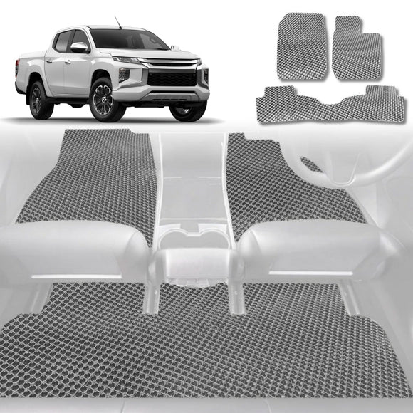 6D Diamond Car Floor Mats for Mitsubishi Triton Club Cab 2015 - 2023 (MQ MR) - Custom-Fit Carpet Liner