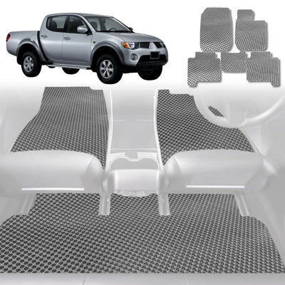 6D Diamond Car Floor Mats for Mitsubishi Triton Double Cab 2006 - 2015 (ML MN) - Custom-Fit Carpet Liner - 0