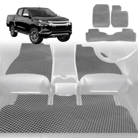 6D Diamond Car Floor Mats for Mitsubishi Triton Double Cab 2015 - 2023 (MQ MR) - Custom-Fit Carpet Liner - 0