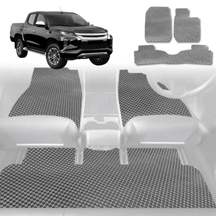 6D Diamond Car Floor Mats for Mitsubishi Triton Double Cab 2015 - 2023 (MQ MR) - Custom-Fit Carpet Liner - 0