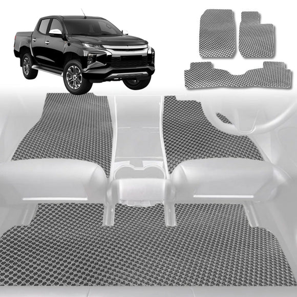 6D Diamond Car Floor Mats for Mitsubishi Triton Double Cab 2015 - 2023 (MQ MR) - Custom-Fit Carpet Liner