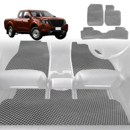 6D Diamond Car Floor Mats for Nissan Navara Dual Cab 2015 - Current (NP300/D23 STX with rear cupholder) - Custom-Fit Carpet Liner - 0