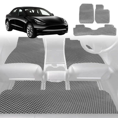 6D Diamond Car Floor Mats for Tesla Model 3 2017 - 2023 - Custom-Fit Carpet Liner - 0