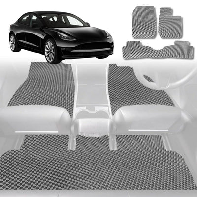 6D Diamond Car Floor Mats for Tesla Model 3 2017 - 2023 - Custom-Fit Carpet Liner - 0