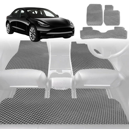 6D Diamond Car Floor Mats for Tesla Model 3 2017 - 2023 - Custom-Fit Carpet Liner - 0