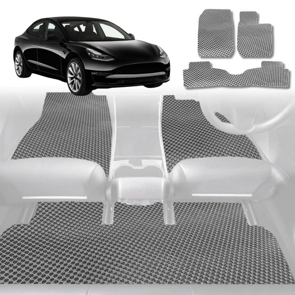 6D Diamond Car Floor Mats for Tesla Model 3 2017 - 2023 - Custom-Fit Carpet Liner
