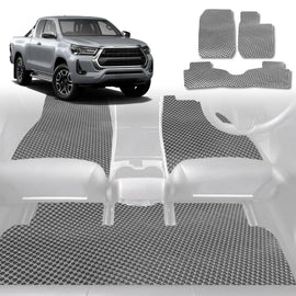 6D Diamond Car Floor Mats for Toyota Hilux Double Cab 2005 - 2015 - Custom-Fit Carpet Liner - 0