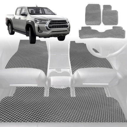 6D Diamond Car Floor Mats for Toyota Hilux Double Cab 2015 - Current - Custom-Fit Carpet Liner - 0