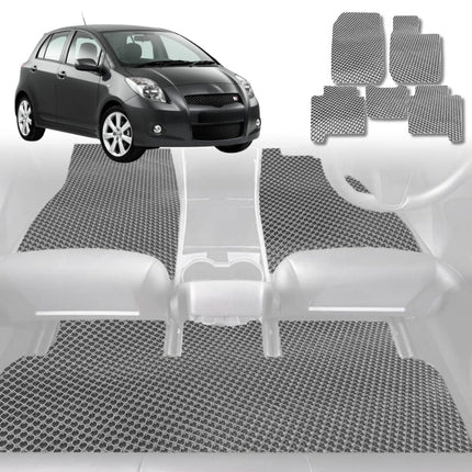 6D Diamond Car Floor Mats for Toyota Yaris 2005 - 2010 XP90 - Custom-Fit Carpet Liner - 0