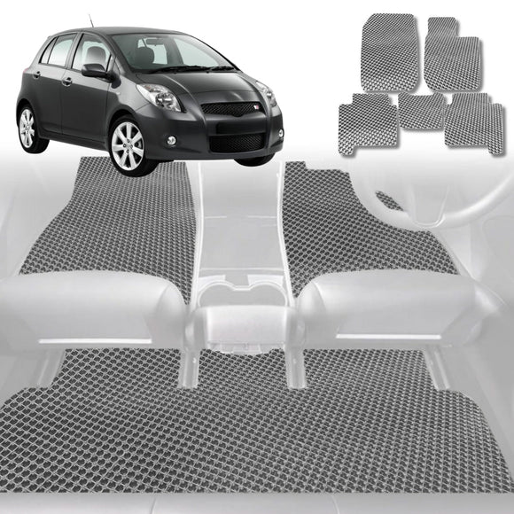 6D Diamond Car Floor Mats for Toyota Yaris 2005 - 2010 XP90 - Custom-Fit Carpet Liner